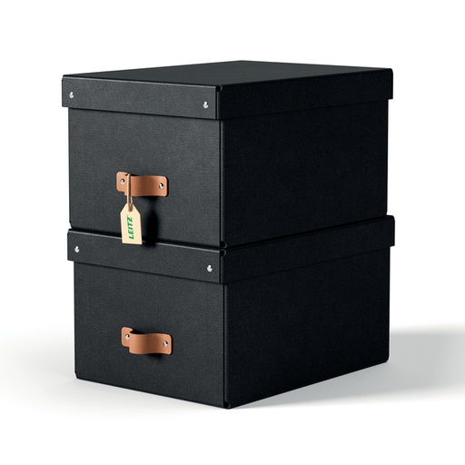 [1465914] Boîte de rangement Leitz Puro avec couvercle 17L noir set 2 pièces