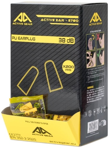 [1467246] Oordoppen Active Gear 38 dB dispenserdoos à 200 paar geel