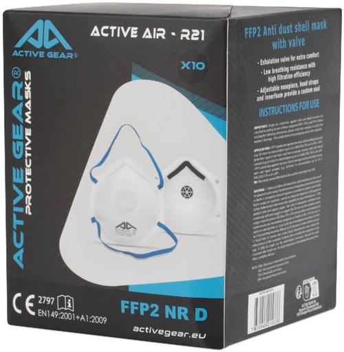 [1467247] Masque anti-poussière Active Gear avec valve 10 pièces