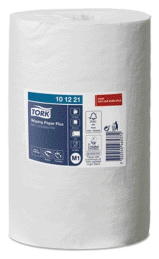 [892119] Poetspapier Tork Wiping plus minirol M1 2 laags centerfeed 74,9m wit  101221