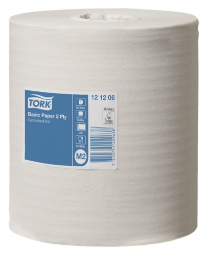 [892062] Rouleau de nettoyage Tork Basic M2 121206 Centerfeed 2 ép 160m blanc