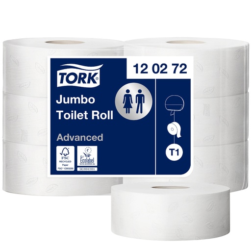[892053] Toiletpapier Tork T1 Advanced jumbo 2-laags 360m wit 120272