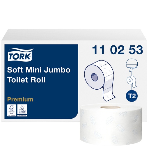 [892051] Papier toilette Tork T2 Mini Jumbo Premium 110253 2 épaisseurs 170m blanc