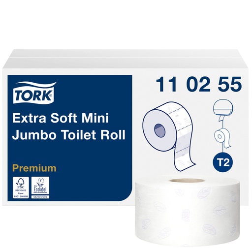 [892145] Toiletpapier Tork T2 Premium jumbo klein 3-laags 120m wit 110255