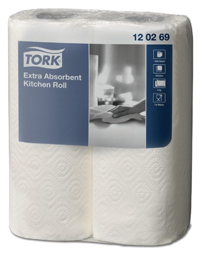 [892163] Keukenrol Tork extra rollen  absorberend papier 2-laags 2 rollen 120269