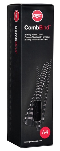 [536081] Bindrug GBC 10mm 21rings A4 zwart 100 stuks