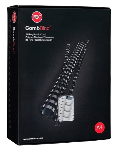 [536161] Bindrug GBC 16mm 21rings A4 zwart 100 stuks
