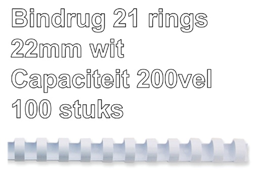 [536200] Bindrug GBC 22mm 21rings A4 wit 100 stuks