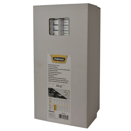 [535752] Bindrug Fellowes 12mm 21rings A4 blauw 100 stuks