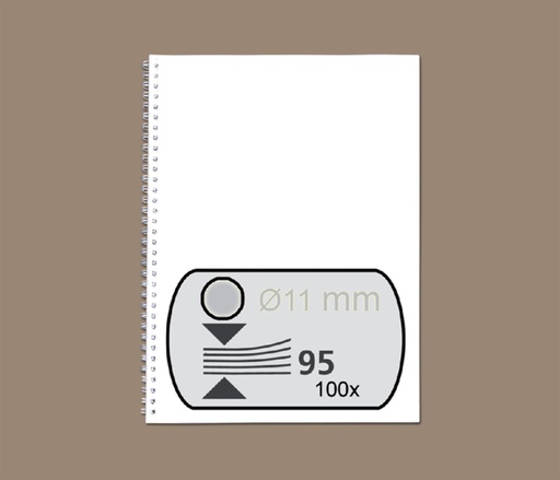 [535106] Draadrug GBC 11mm 34-rings A4 zilver 100 stuks