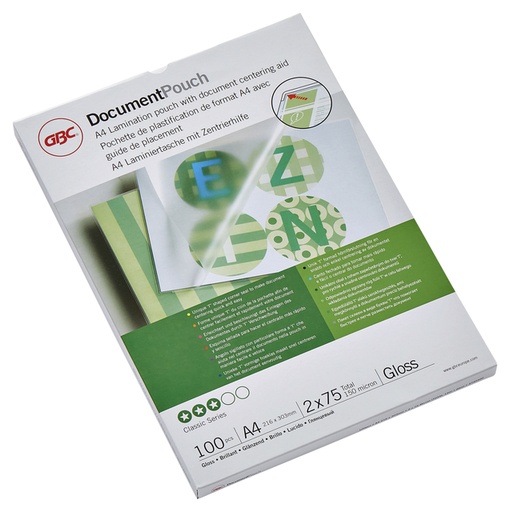 [535366] Pochette de plastification GBC A4 2x75micron 100 pièces