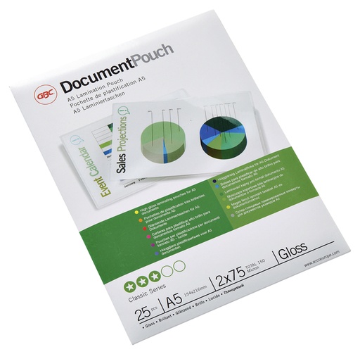 [535386] Pochette de plastification GBC A5 2x75 microns 25 pièces
