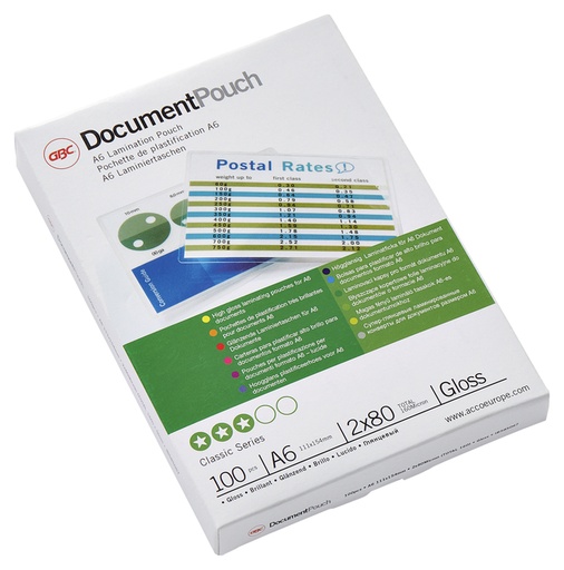 [535387] Pochette de plastification GBC A6 2x80 microns 100 pièces