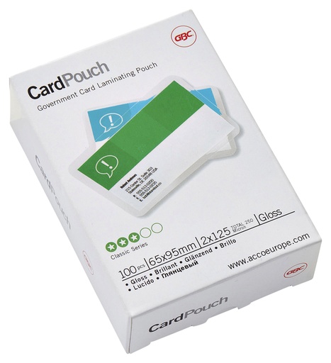 [535369] Pochette de plastification GBC carte 65x95mm 2x125mic 100 pièces