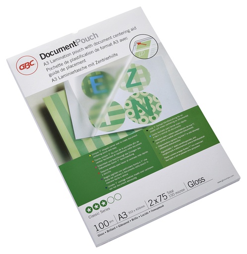 [535420] Pochette de plastification GBC A3 2x75micron brillant 100 pièces