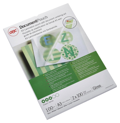 [535421] Pochette de plastification GBC A3 2x100 microns 100 pièces