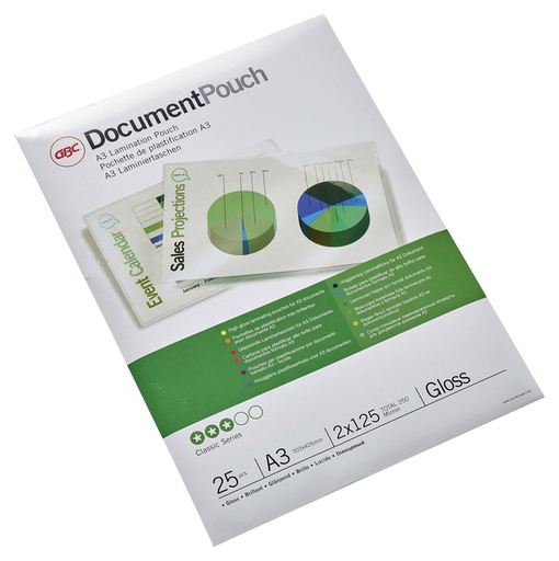 [536100] Pochette de plastification GBC A3 2x125 microns 25 pièces