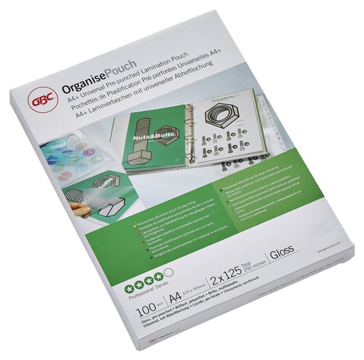 [535414] Pochette de plastification GBC A4 + 4 trous 2x125 microns 25 pièces