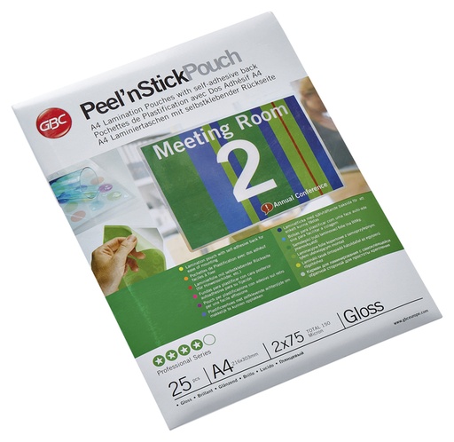 [536102] Pochette de plastification GBC A4 Autocollant 2x 75 micron 25 pièces
