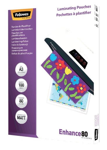 [535494] Pochette de plastification Fellowes A3 2x80micron mat 100 pièces