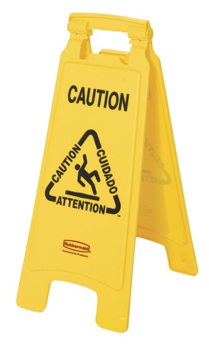 [891040] Waarschuwingsbord Rubbermaid tweezijdig meertalig 64cm geel