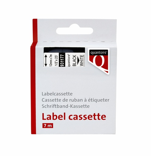 [931177] Labeltape Quantore 45013 12mmx7m zwart op wit