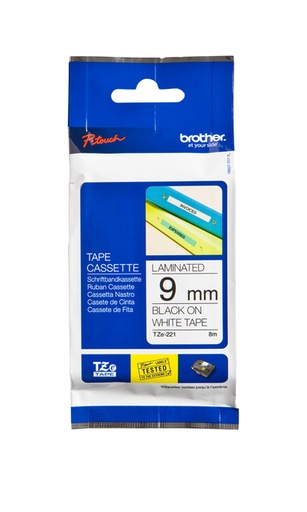 [930970] Ruban de lettrage Brother P-Touch TZE-221 standard 9mm noir sur blanc