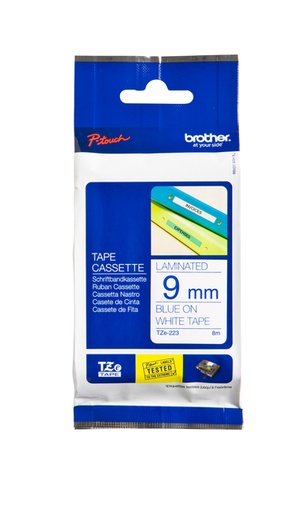 [930436] Ruban de lettrage Brother P-Touch TZe-223 standard 9mm bleu sur blanc