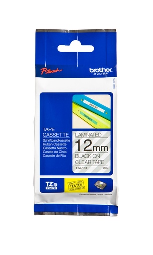 [930961] Labeltape Brother P-touch TZe-131 standaard 12mm zwart op transparant