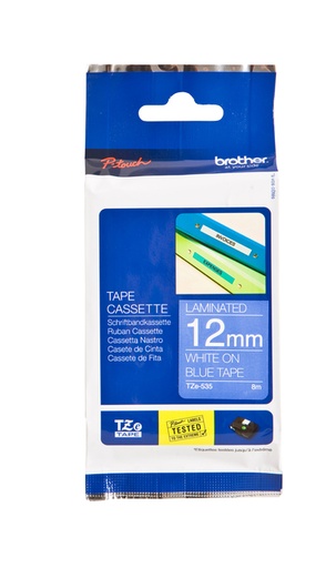 [930979] Labeltape Brother P-touch TZe-535 standaard 12mm wit op blauw