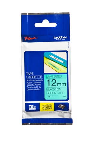 [930993] Ruban de lettrage Brother P-Touch TZe-731 standard 12mm noir sur vert