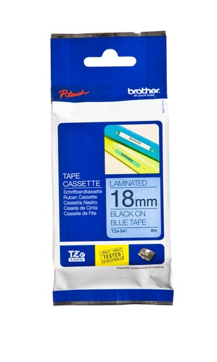 [930980] Ruban de lettrage Brother P-Touch TZe-541 standard 18mm noir sur bleu