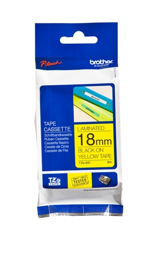 [930986] Labeltape Brother P-touch TZe-641 standaard 18mm zwart op geel