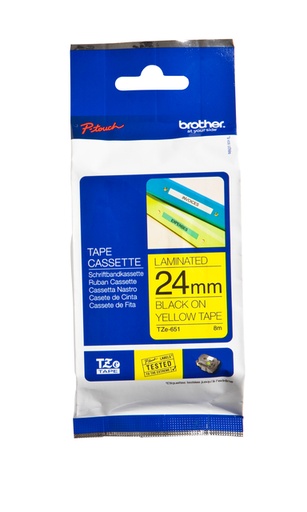 [931024] Labeltape Brother P-touch TZe-651 standaard 24mm zwart op geel