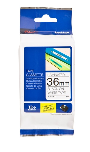 [930964] Labeltape Brother P-touch TZe-261 standaard 36mm zwart op wit