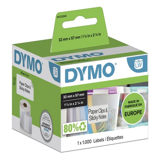 [817594] Etiket Dymo LabelWriter multifunctioneel 32x57mm 1 rol á 1000 stuks wit