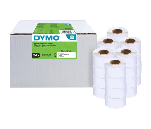 [817418] Etiquette adresse Dymo LabelWriter 28x89mm 24 rouleaux à 130pcs blanc