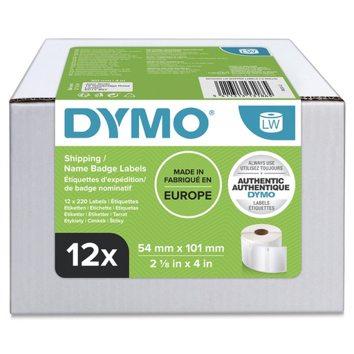 [817416] Etiket Dymo LabelWriter naamkaart 54x101mm 12 rollen á 220 stuks wit