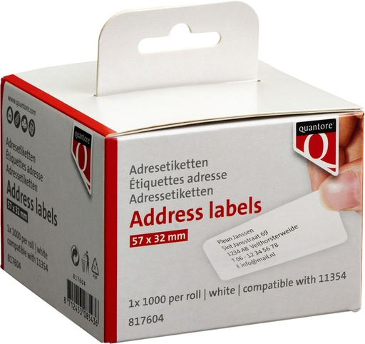 [817604] Etiquette Quantore 11354 57x32mm adresse blanc 1000 pièces