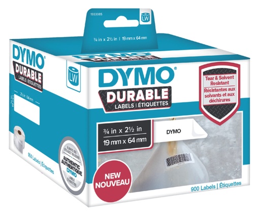 [817579] Etiket Dymo LabelWriter industrieel 19x64mm 2 rollen á 450 stuks wit