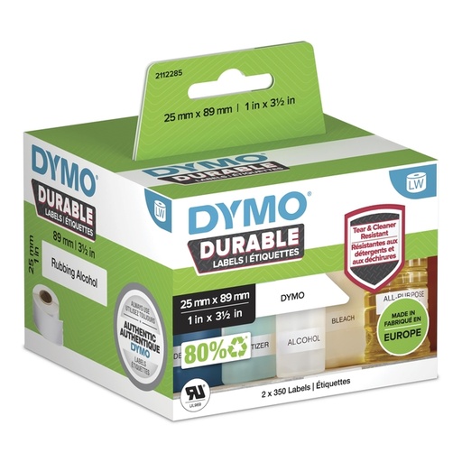 [817576] Etiket Dymo LabelWriter industrieel 25x89mm 2 rollen á 350 stuks wit