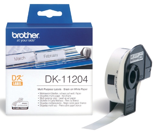 [817425] Etiket Brother DK-11204 multifunctioneel 17x54mm 1 rol á 400 stuks wit