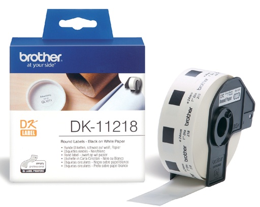 [817432] Etiket Brother DK-11218 rond 24mm 1 rol á 1000 stuks wit