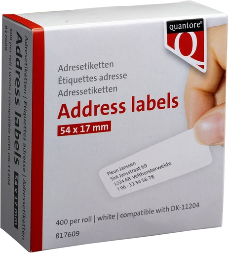 [817609] Etiquette Quantore DK-11204 17x54mm blanc 400 pièces