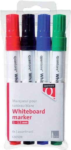 [630539] Marqueur tableau blanc Quantore ogive 1-1,5mm assorti 4 pièces