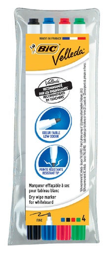 [919929] Marqueur tableau blanc BIC Velleda 1721 ogive Fin assorti 4 pièces