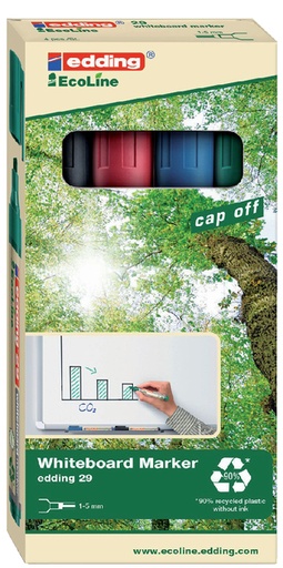 [630589] Whiteboardmarker edding 29 EcoLine schuin 1-5mm assorti set à 4 stuks