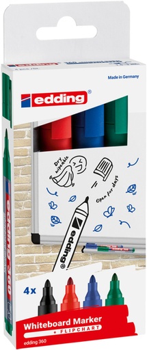 [631029] Whiteboardmarker edding 360 rond 1.5-3mm assorti 4 stuks