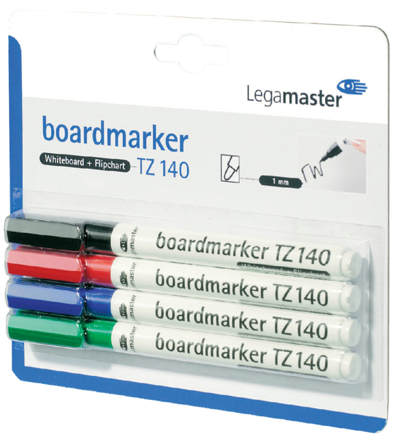 Marqueur tableau blanc Legamaster TZ100 ogive 1mm assorti 4 pièces