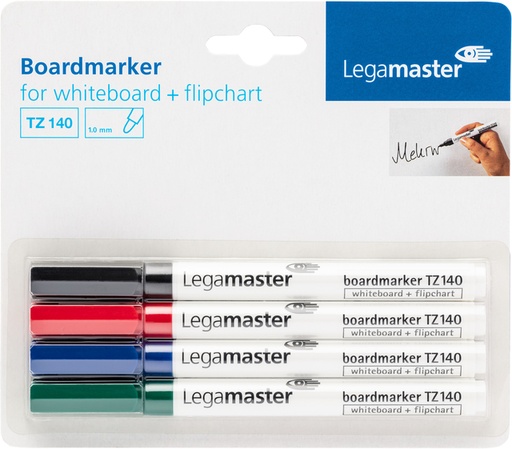 [920330] Whiteboardmarker Legamaster TZ 140 rond 1mm assorti blister à 4 stuks